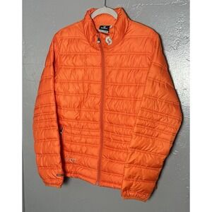 Men's Scott Puffer Ski Jacket Size 8-10 Orange For High Visibility Outdoors Cold